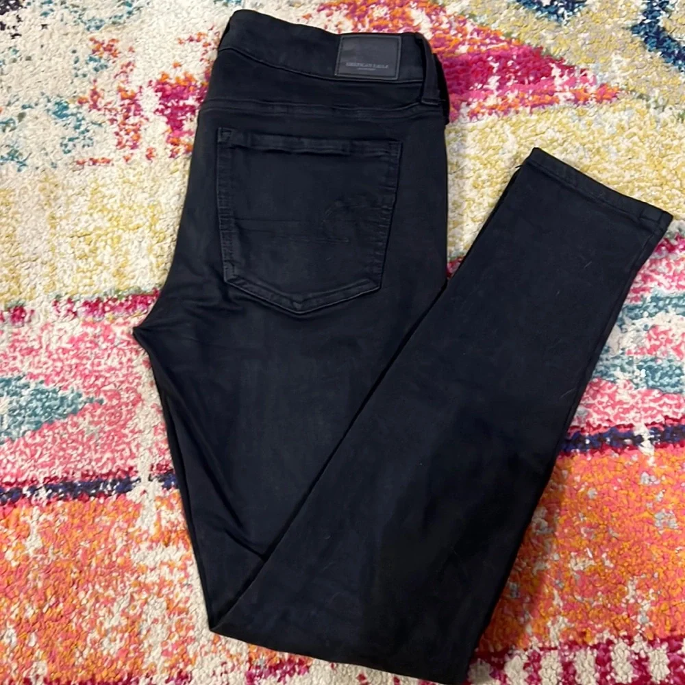 Black American Eagle distressed Jeggings - Picture 1 of 5